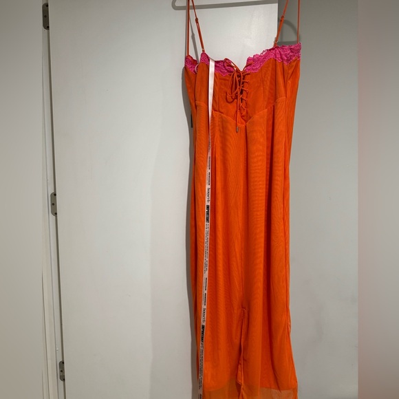 House of CB Aiza Flame Orange Lace Corset Maxi Dress NWT - Picture 15 of 16